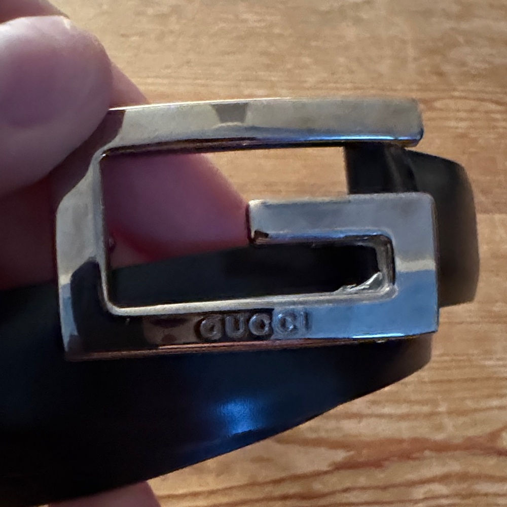 Womens Gucci Black Belt with Silver Buckle